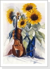 Geige mit Sonnenblumen, 1997, 70 x 100 cm